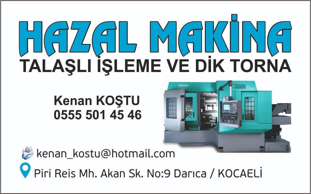 Hazal Makina kartvizit